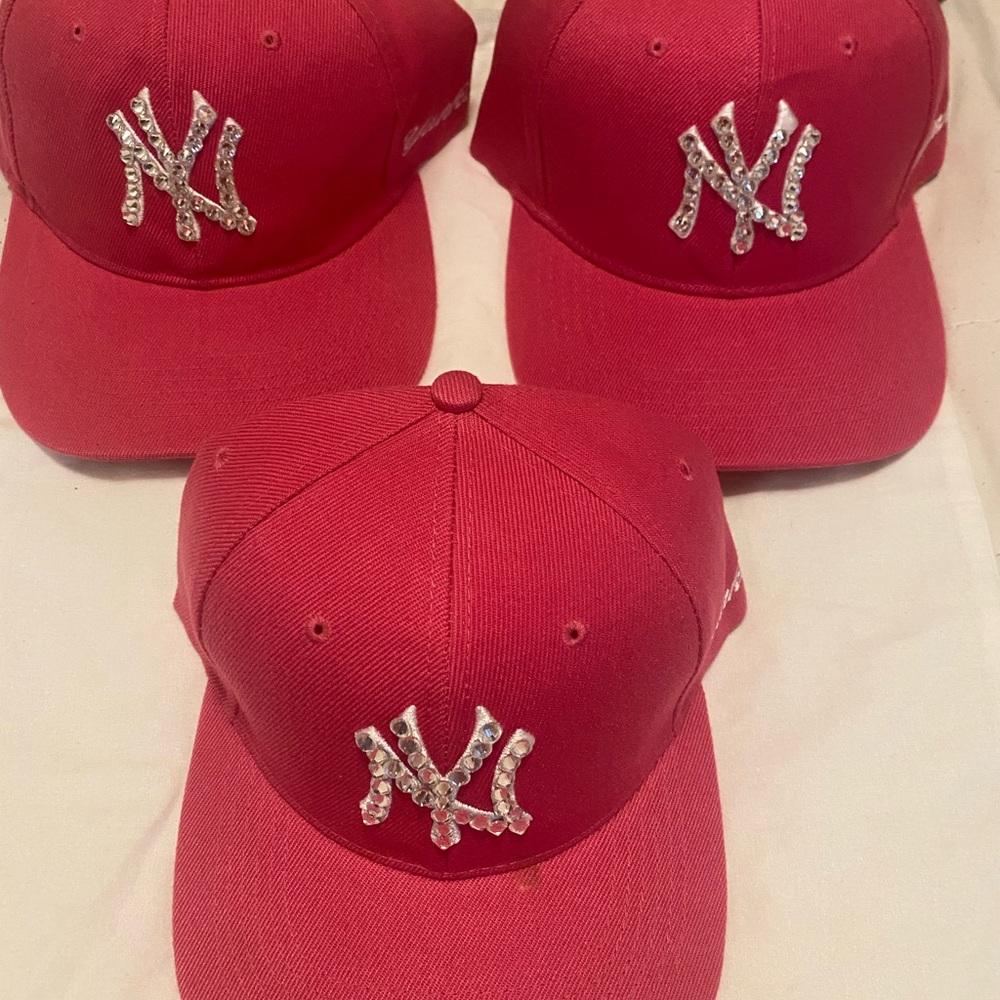 Pink Baseball Cap with Rhinestone Logo